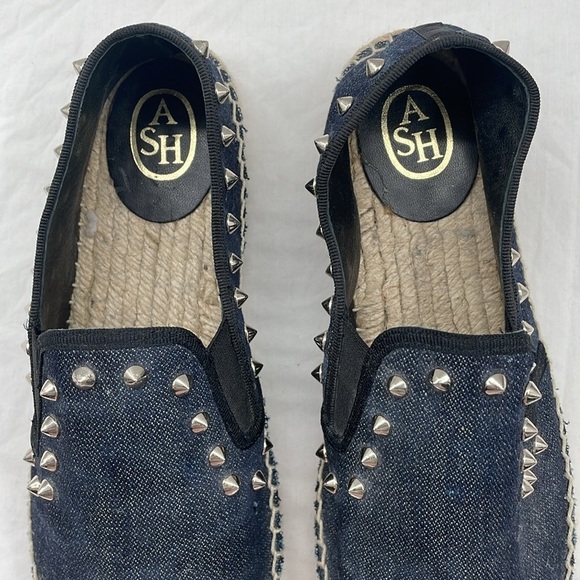 NWOB. ASH EU39 Zest Dark Denim Silver Studded Espadrilles Slip On. - Picture 3 of 10